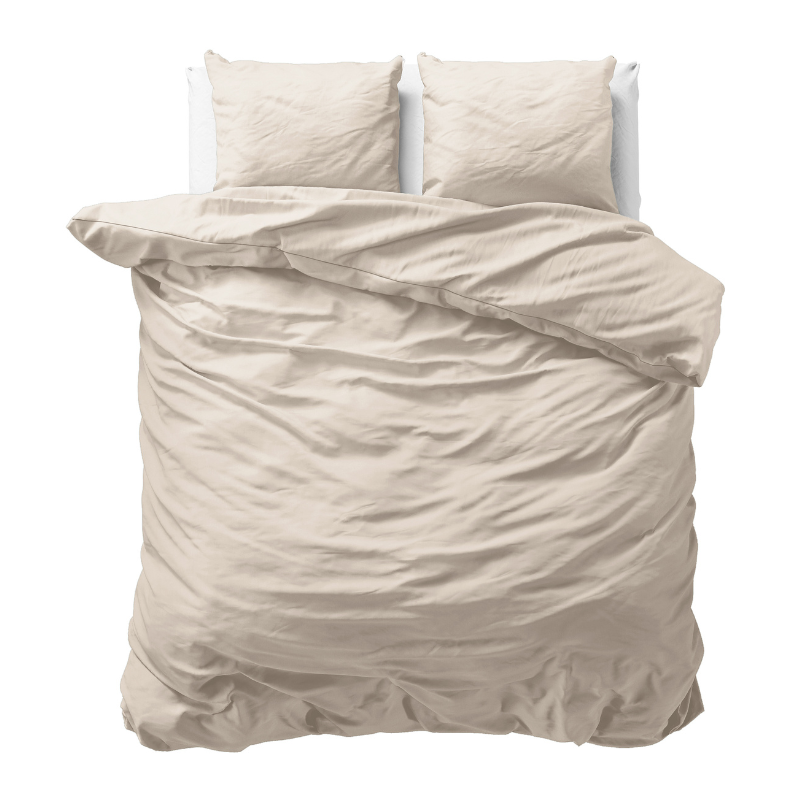 Sale: -46% | Dekbedovertrek Katoen Uni - Grijs Beige - Lits-Jumeaux (240x220 Cm) - Grijs Katoen - Effen - Sleeptime - Dekbed-Discounter.nl