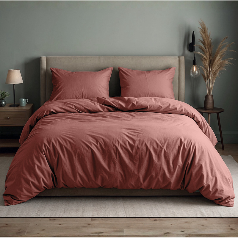 Sale: -50% | Dekbedovertrek Katoen Uni - Roze - Eenpersoons (140x200 Cm) - Roze Katoen - Effen - Sleeptime - Dekbed-Discounter.nl