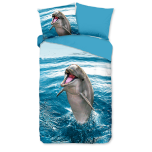 Kinderdekbedovertrek Katoen - 140x200 Cm Blauw - Dieren - Good Morning - Dekbed-Discounter.nl