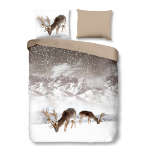 Dekbedovertrek Katoen-Flanel - Winter - Eenpersoons (140x200 Cm) - Meerkleurig Katoen Flanel - Landschap & Dieren - Good Morning - Dekbed-Discounter.nl