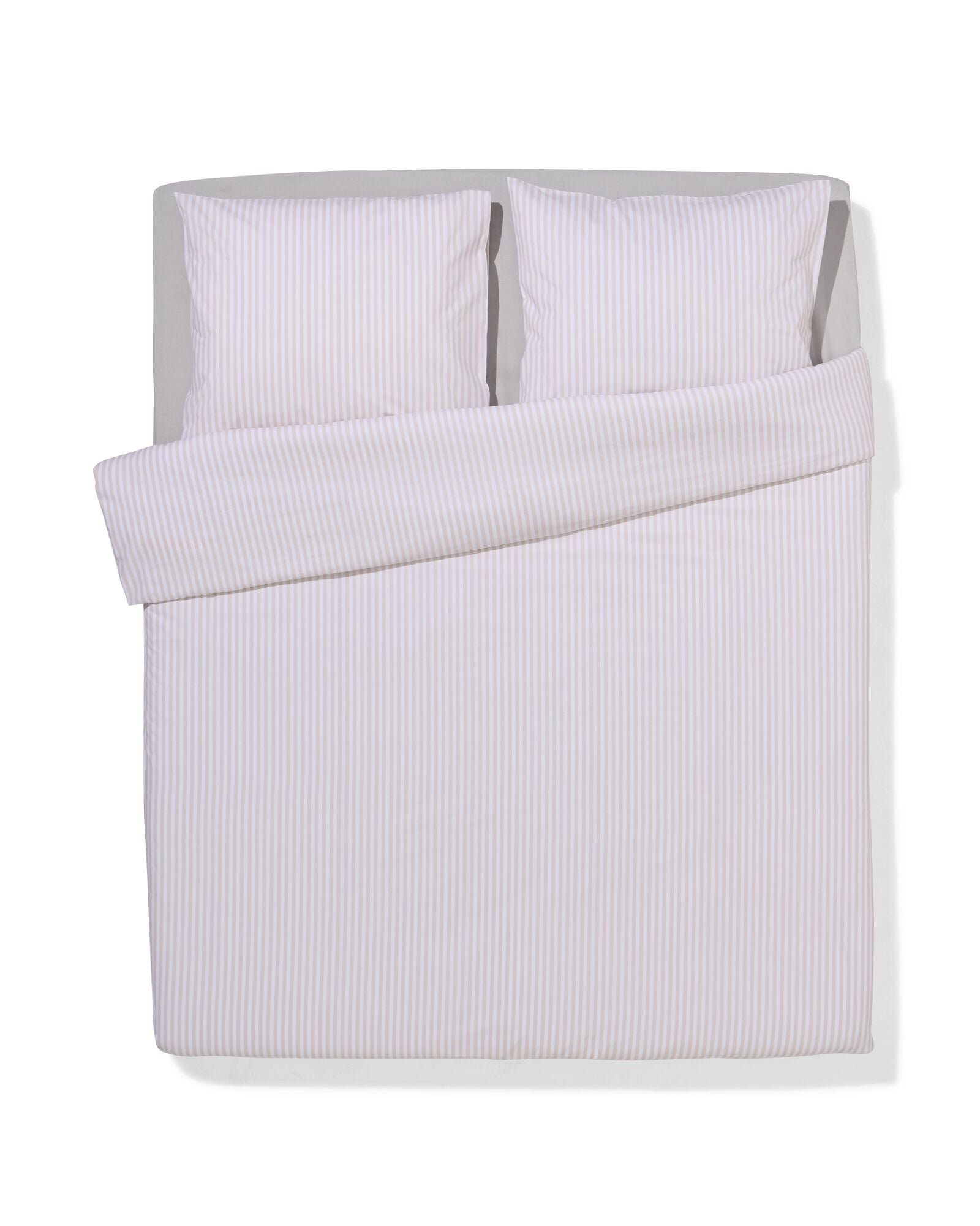 HEMA Dekbedovertrek 240x200/220cm Zacht Katoen Strepen Beige (beige)
