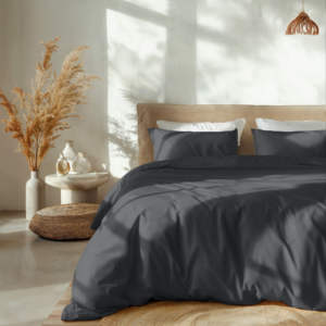 Sale: -38% | Dekbedovertrek Percale Katoen Uni Verkoelend - Antraciet - Tweepersoons (200x200 Cm) - Antraciet Percale Katoen Katoen - Effen - Dreamhouse - Dekbed-Discounter.nl