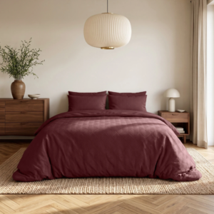 Dekbedovertrek Modern Geo 3D - Bordeaux - Eenpersoons (140x200 Cm) - Bordeaux Microvezel - - Sleeptime - Dekbed-Discounter.nl