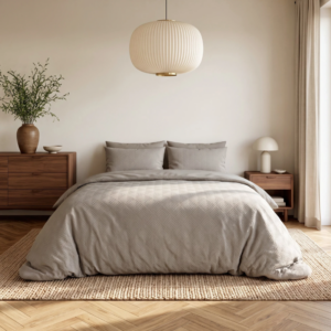 Dekbedovertrek Modern Geo 3D - Taupe Grijs - Tweepersoons (200x200 Cm) - Taupe & Grijs Microvezel - - Sleeptime - Dekbed-Discounter.nl