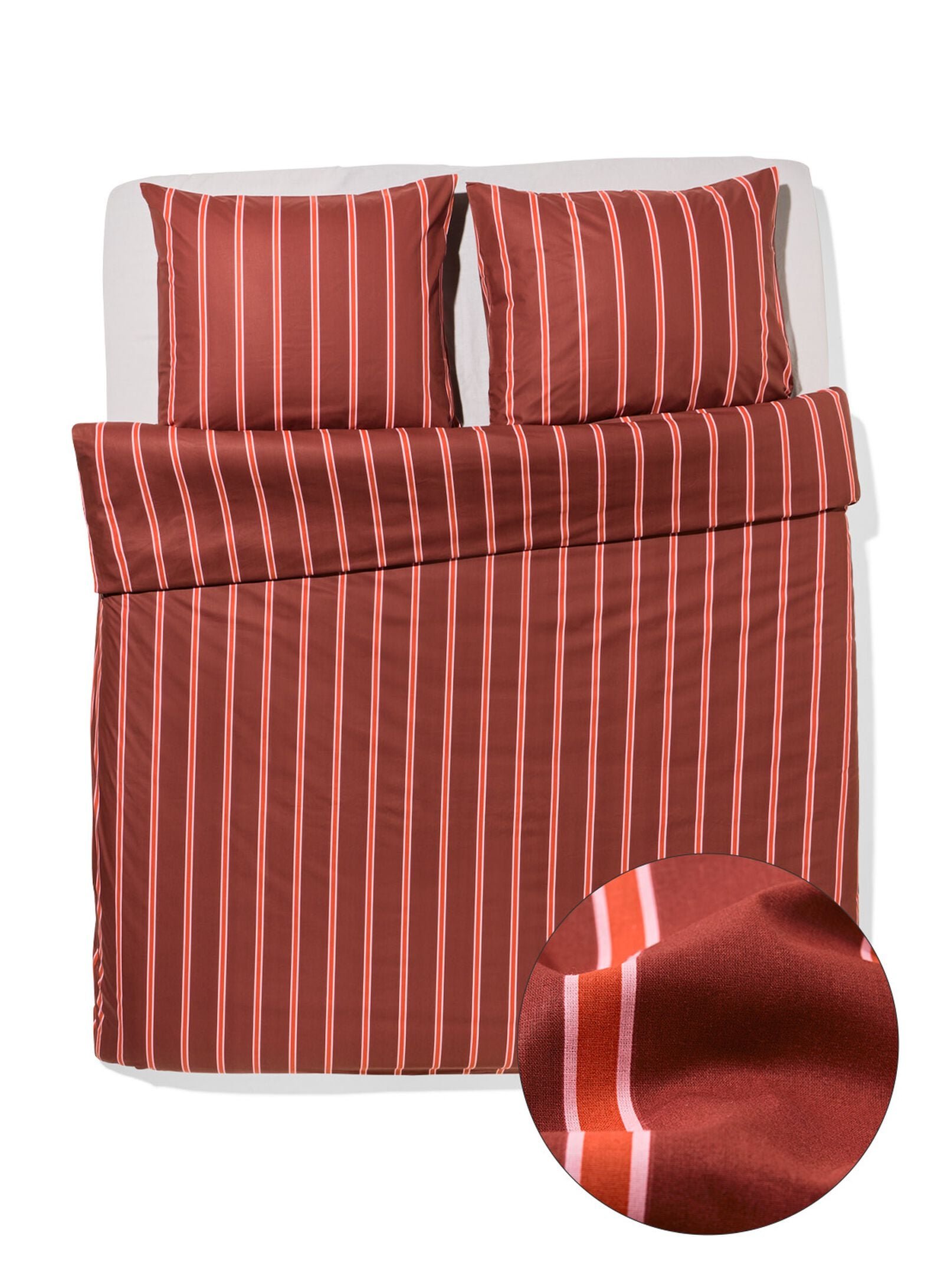 HEMA Dekbedovertrek 200x200/220cm Zacht Katoen Strepen Bruin (bruin)