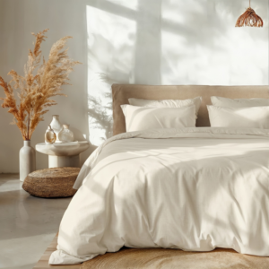 Sale: -38% | Dekbedovertrek Percale Katoen - Crème - Tweepersoons (200x200 Cm) - Crème Percale Katoen - Effen - Zydante - Dekbed-Discounter.nl